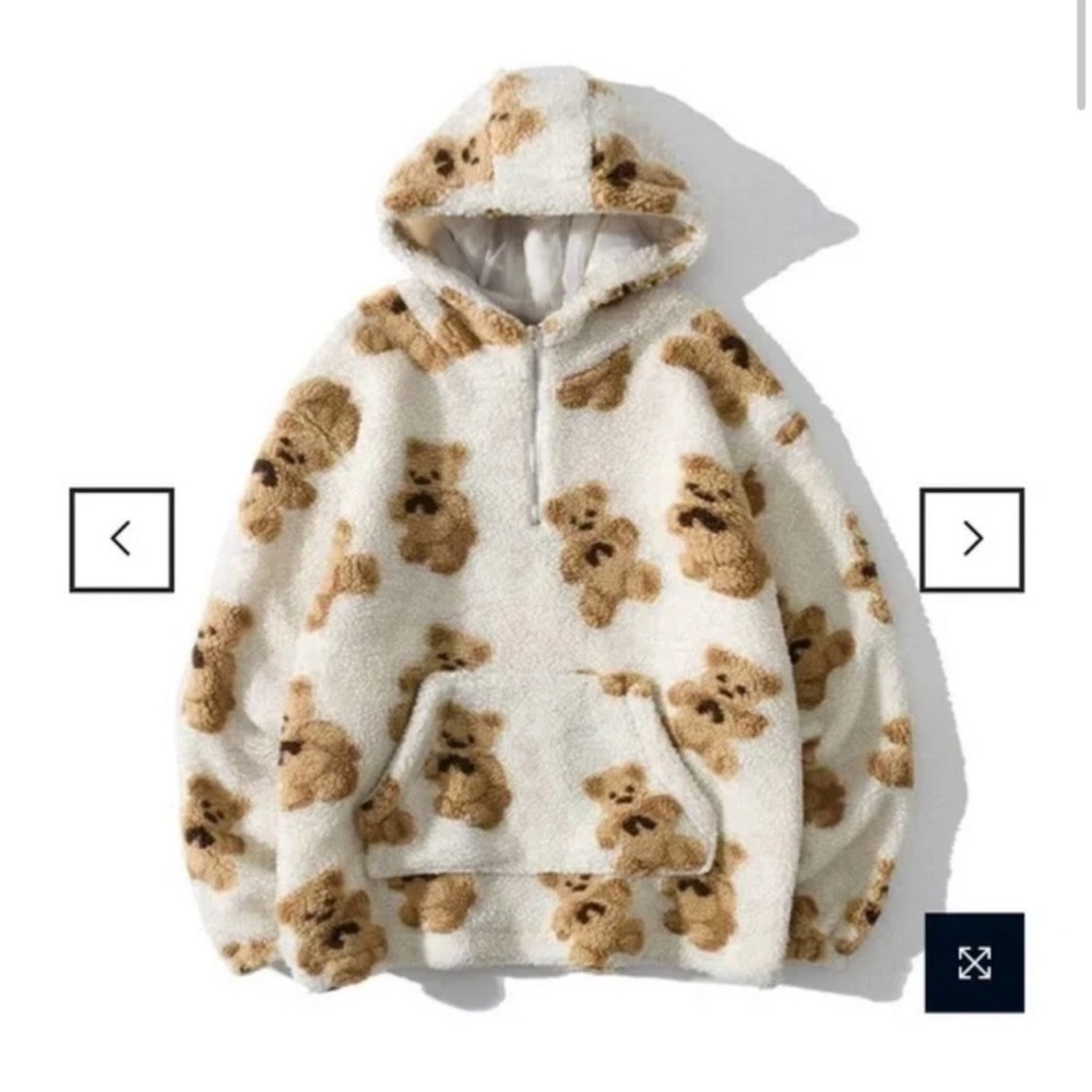 Aelfric Eden Pullover Sherpa 1/4 Zip Teddy Bear Hoodie Size Small